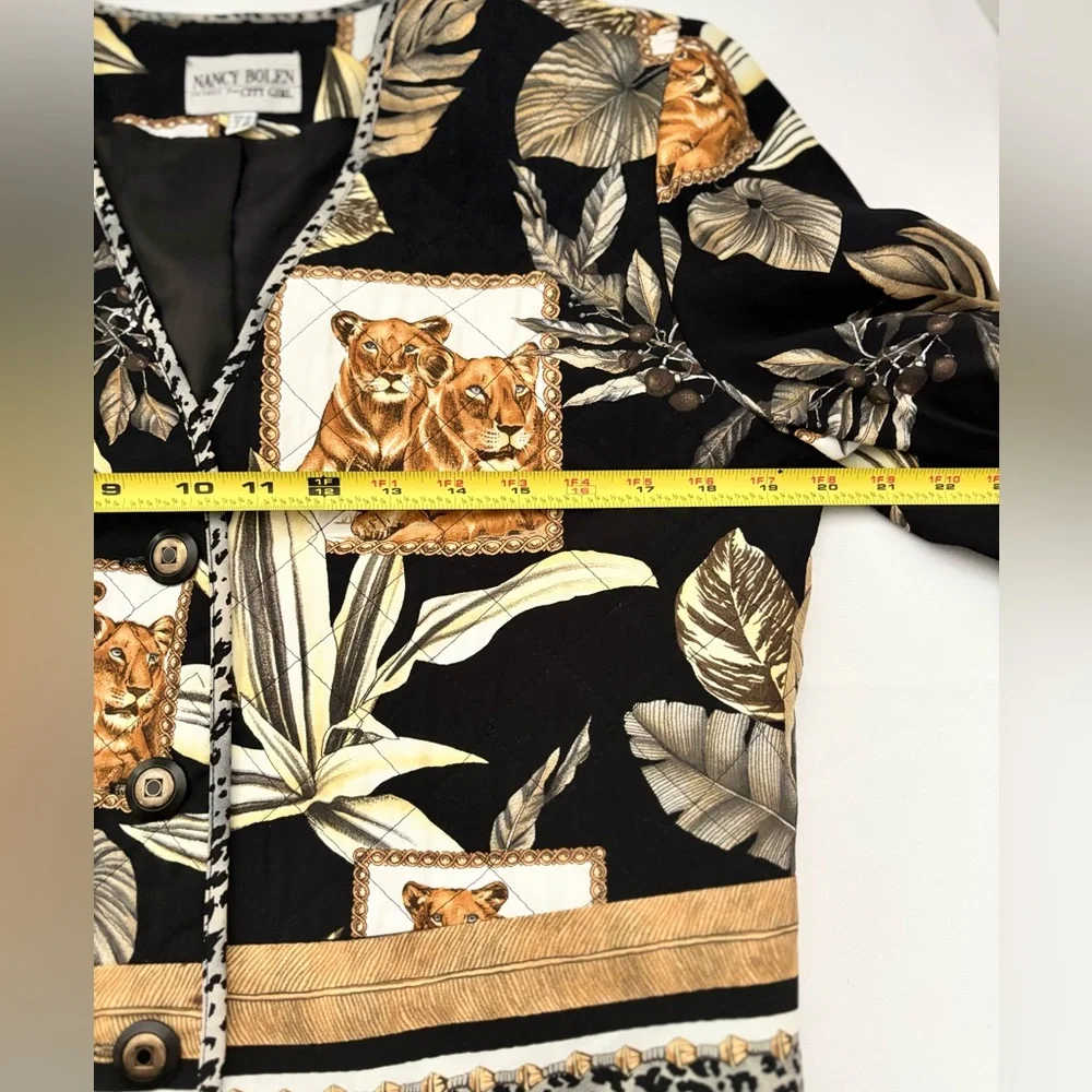 VTG NANCY BOLEN “CITY GIRL” LINE JUNGLE FOLIAGE PRINT LIONS & LEOPARDS SZ 10 - Picture 10 of 13
